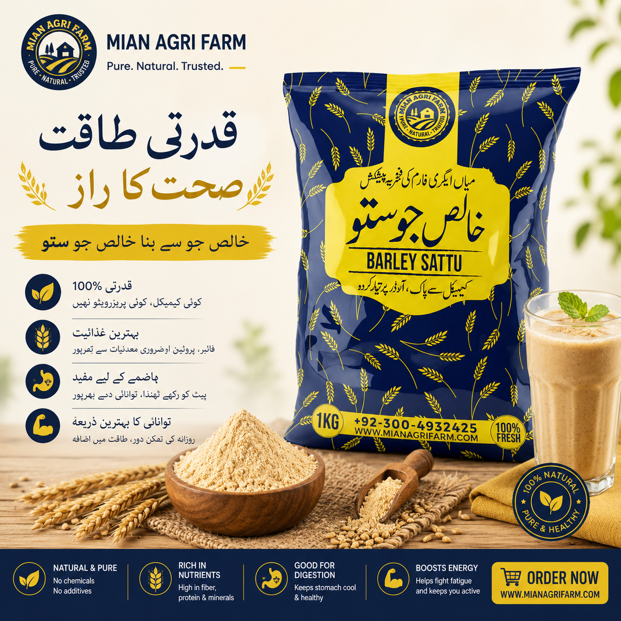 Jou Sattu – 1 KG | Roasted Barley Flour |